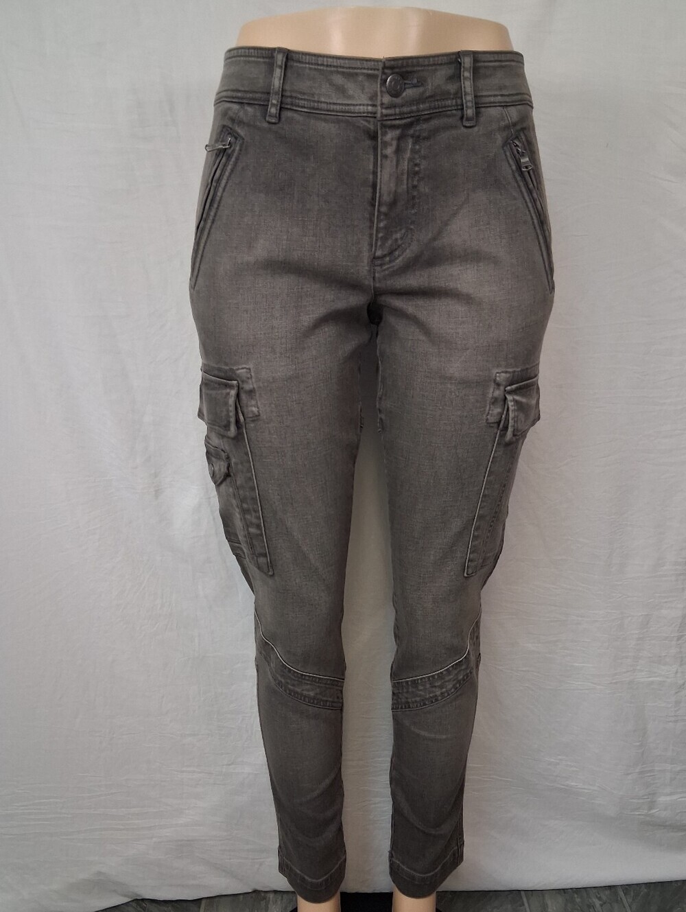 Ralph Lauren Gray Cropped Cargo Skinny Jeans Size 8